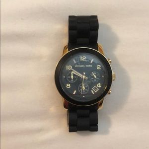 Michael Kors Black and Gold plated Watch